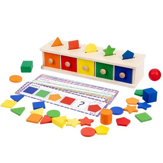 Juego de bloques geométricos: madera Montessori