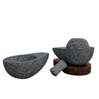 Molcajete aguacate 4 en 1 con base de madera 4 Pulgadas de largo