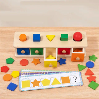 Juego de bloques geométricos: madera Montessori