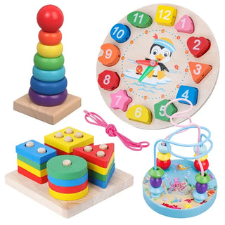 Juguetes Montessori de madera para niños, juguetes de clasificación y apilamiento de madera para niñas y niños, forma de Color, juguetes educativos tempranos para niños pequeños