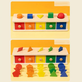 Juego de bloques geométricos: madera Montessori