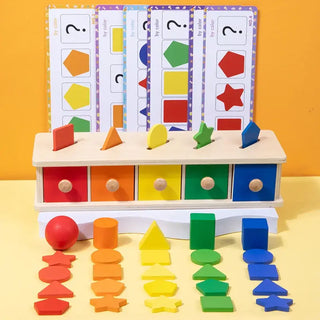 Juego de bloques geométricos: madera Montessori